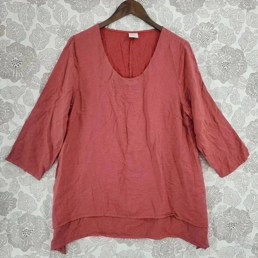 Et Lois Scoop neck long sleeve Tunic Blouse Size M 3188